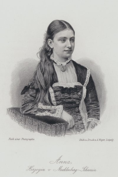 Anna, hertogin van Mecklenburg-Schwerin (gravure) door German School