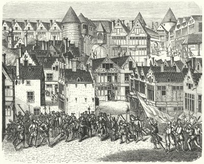 Antwerpen ten tijde van de plundering van de stad door de Spanjaarden, bekend als de Spaanse Furie door German School
