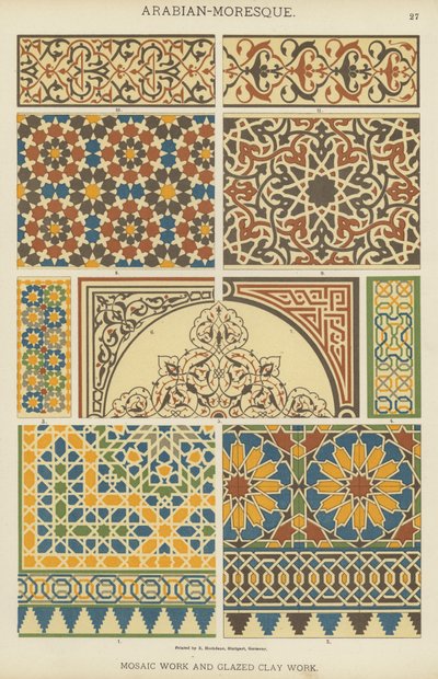 Arabisch-Moors, Mozaïekwerk en Geglazuurd aardewerk door German School