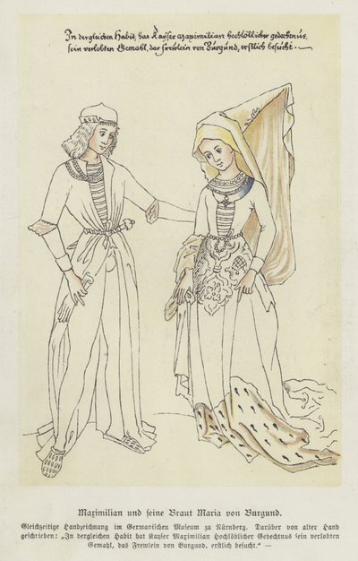 Aartshertog Maximiliaan van Oostenrijk en zijn bruid, Maria van Bourgondië door German School