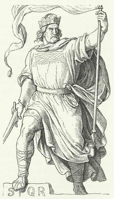 Arnulf van Karinthië, betwiste koning van Italië en Heilige Roomse Keizer (gravure) door German School