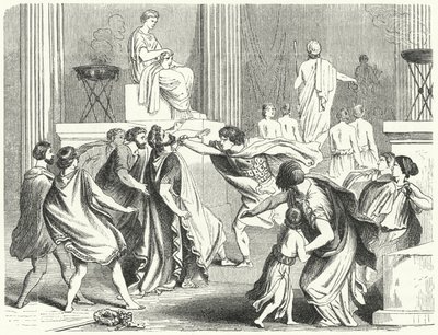 Moord op Filips II van Macedonië, 336 v.Chr. (gravure) door German School