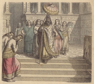Assyrische koning en zijn gevolg door German School