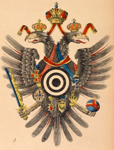 Oostenrijks-Hongaarse keizerlijke wapen als schietschijf, ca. 1865 door German School
