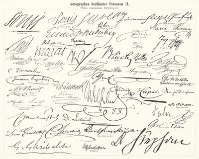 Handtekeningen van beroemde mensen: staatslieden, prinsen, generaals, enz. door German School