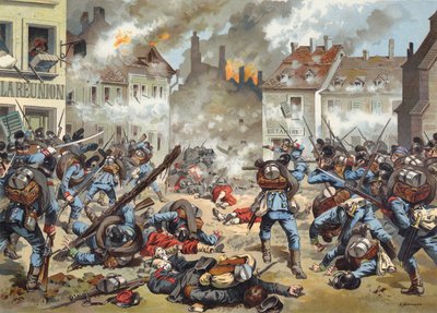 Slag in de straten van Bazeilles, Frans-Pruisische Oorlog, 1 september 1870 door German School