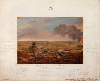 Slag bij Mont-Saint-Jean, getekend en geschilderd tijdens de actie door majoor Kunts van de Hannoveraanse eenheid, 18 juni 1815 door German School