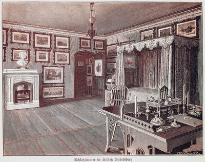 Slaapkamer van de keizer in Slot Babelsberg, Duitsland door German School