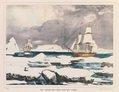 Britse poolonderzoeker Kapitein Ross expeditie naar Antarctica, gepubliceerd door J. Scholz, Mainz, tussen 1839-42 door German School
