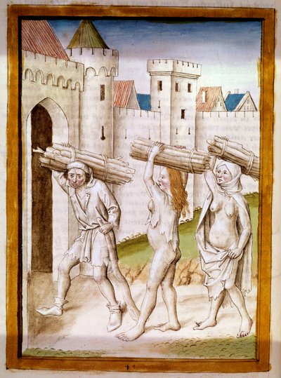 Houthakkers Miniatuur uit een Duitse vertaling van de fabels van Kalila en Dimna door Bidpai. 15e eeuw. Chantilly, Musee Conde door German School