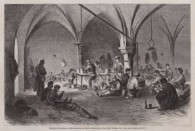 Gevangen Garibaldianen en Franse franc-tireurs in het stadhuis van Dijon, Frankrijk, midden december 1870 door German School