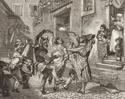 Carnaval in Rome, Italië. Illustratie voor Bilder-Atlas door German School