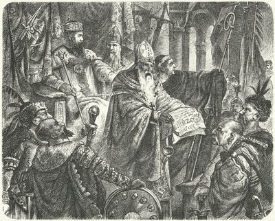 Casimir III van Polen kondigt het Statuut van Wislica af door German School