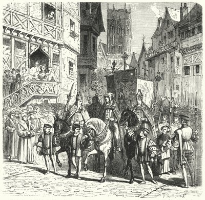 Katholieke prelaten keren terug naar Engeland onder het bewind van Maria I (gravure) door German School