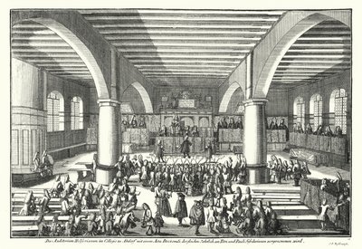 Ceremonie voor het toekennen van een doctoraat aan de Universiteit van Altdorf, Beieren door German School