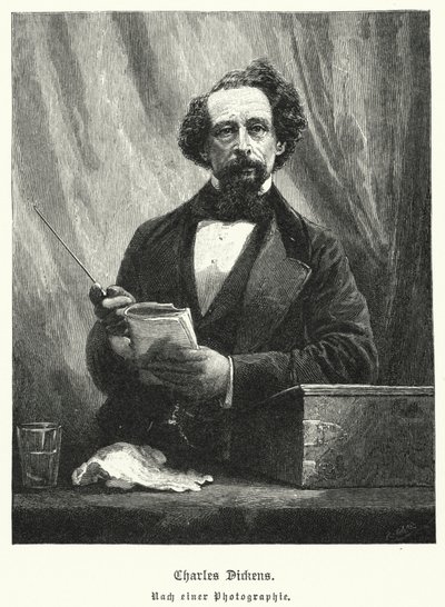 Charles Dickens, Engelse romanschrijver (litho) door German School