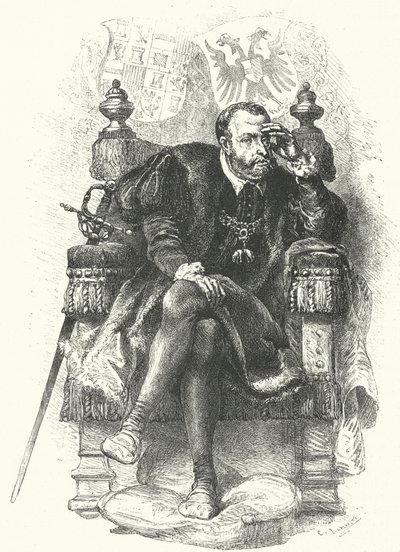 Karel V, Heilige Roomse Keizer (gravure) door German School