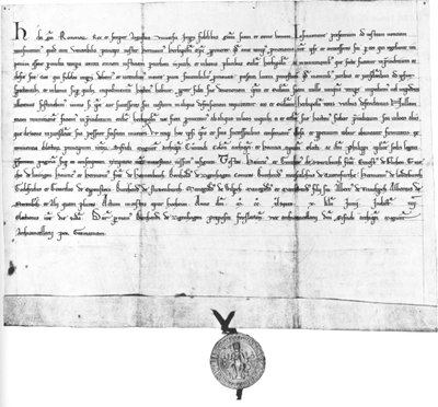 Handvest van Hendrik Raspe, landgraaf van Thüringen en Duits tegenkoning, voor bisschop Hermann van Würzburg door German School