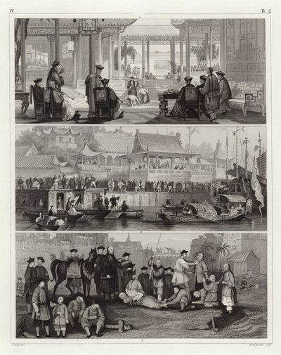 Chinese scènes (gravure) door German School