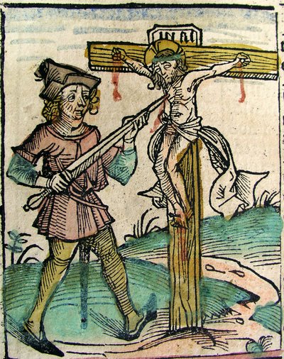 Christus Herkruisigd, gepubliceerd in de Neurenberg Kroniek, 1493 door German School