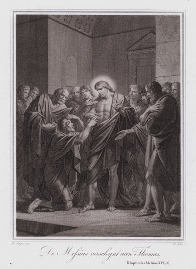 Christus verschijnt aan Thomas (gravure) door German School