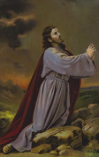 Christus knielend door German School