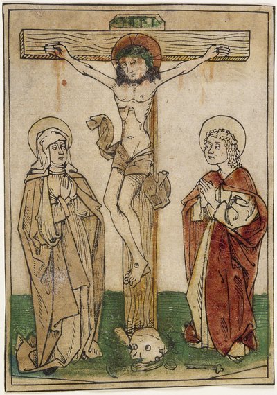 Christus aan het kruis met Maria en Sint Jan door German School