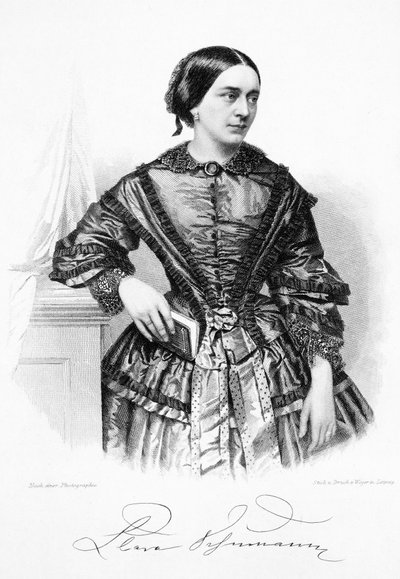 Clara Schumann, Duitse pianiste en componiste (litho) door German School