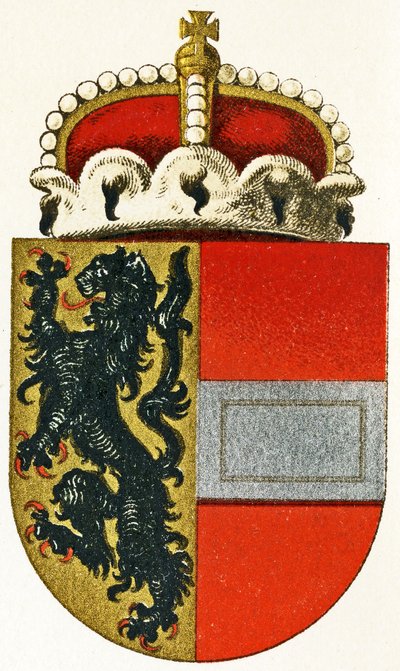 Wapen van Salzburg, met een prinsenhoed rustend op het schild, ca. 1898 door German School
