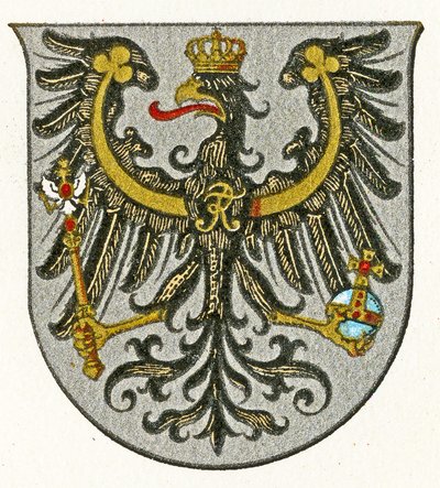 Wapen van het Koninkrijk Pruisen en later van de provincie Oost-Pruisen, ca. 1898 door German School