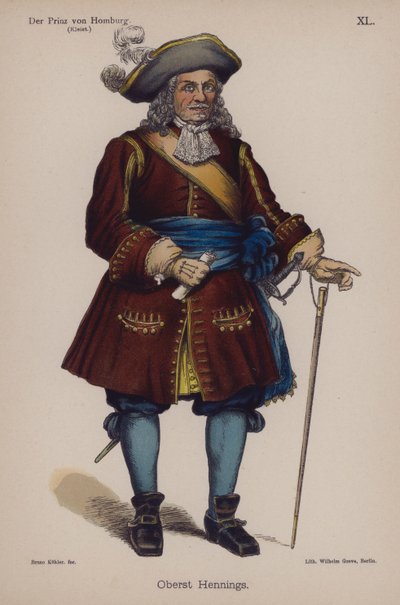 Kolonel Hennings, uit Der Prinz von Homburg door Heinrich von Kleist door German School