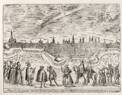 Komeet gezien boven Augsburg eind november 1618, uitgegeven 1618 door German School