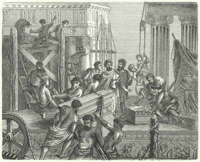 Bouw van een tempel op de Akropolis, Athene door German School