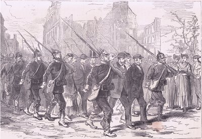 Konvooi van gevangenen, Cassells Geschiedenis van de oorlog tussen Frankrijk en Duitsland uitgegeven door Cassell and Company Limited, ca. 1890 door German School
