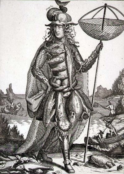Kostuum voor een visser, uitgegeven door Gerard Valck, ca. 1690 door German School