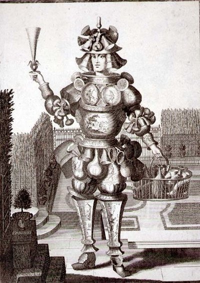 Kostuum voor een glas- en aardewerkhandelaar, uitgegeven door Gerard Valck (1651/2-1726) c.1690 door German School