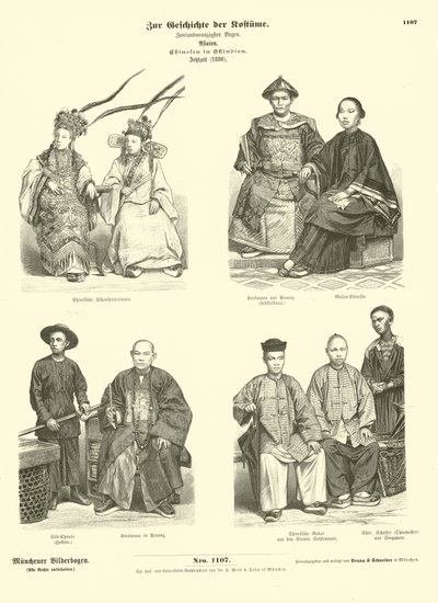 Kostuum van Chinese mensen van de Oost-Indië, 1880 door German School