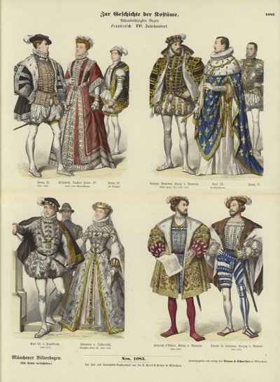 Kostuum van Franse royalty en adel, 16e eeuw door German School