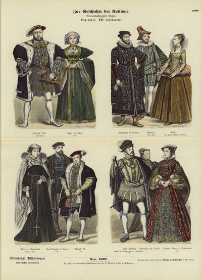 Kostuums van Engelse en Schotse royalty en adel, 16e eeuw door German School