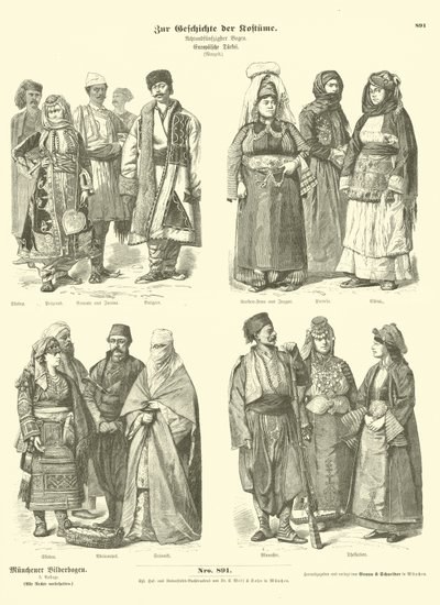 Kostuums van Ottomaans Turks Europa, eind 19e eeuw door German School
