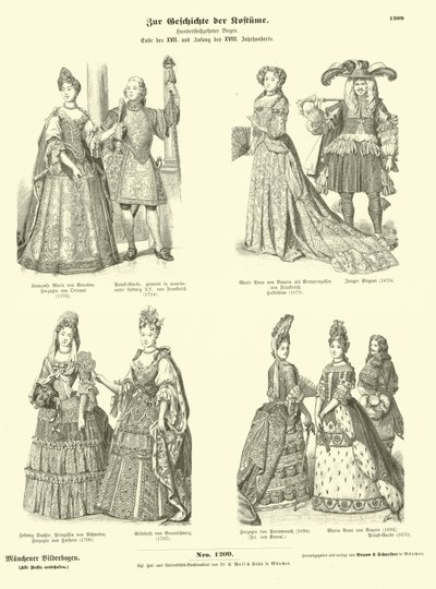Kostuums van royalty en adel, late 17e en vroege 18e eeuw door German School