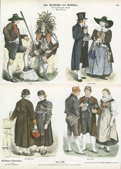 Kostuums van de Tirol, 19e eeuw door German School