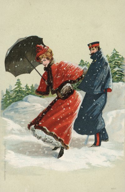 Koppel in de sneeuw door German School