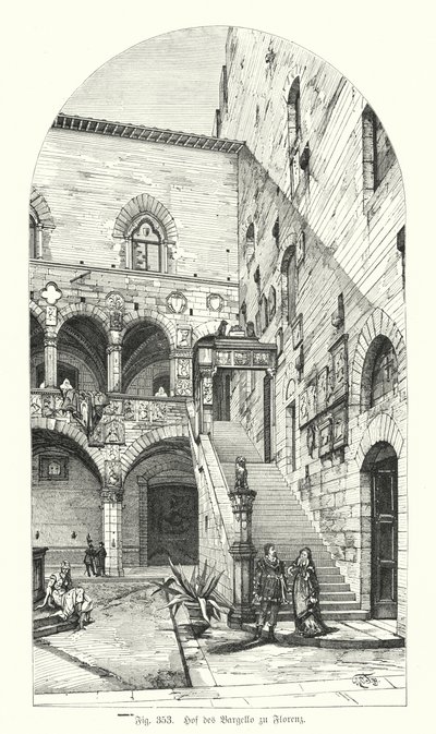 Binnenplaats van de Bargello, Florence, Italië door German School
