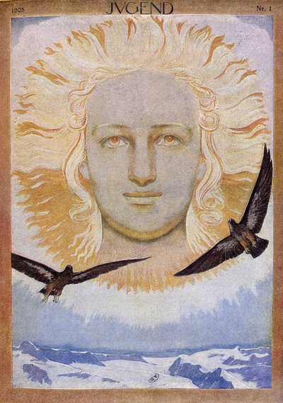Omslag van Jugend, Duits tijdschrift, met de zon door German School