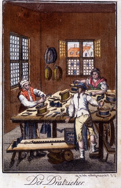 Ambacht: de goudschieter (strekker of zilvervoorschot) in zijn werkplaats. In 