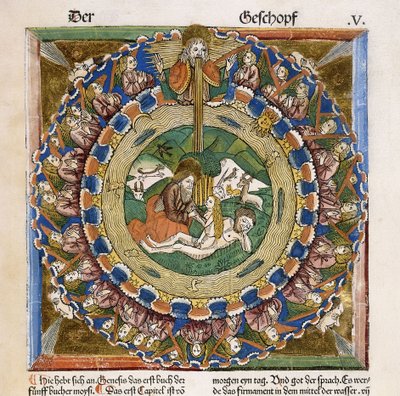 Schepping van Eva, 1483 door German School