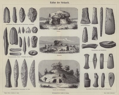 Cultuur van de Steentijd (gravure) door German School