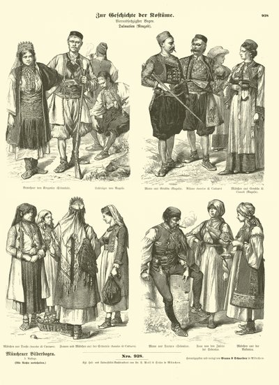 Dalmatische kostuums, late 19e eeuw door German School