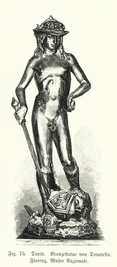 David, bronzen standbeeld door Donatello door German School